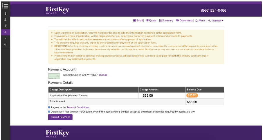 Application Charges FirstKey Homes